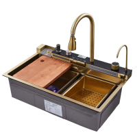 Кухонная мойка VANS VAS MF 750*460 DECOR GOLD+Mixing panel DC-05