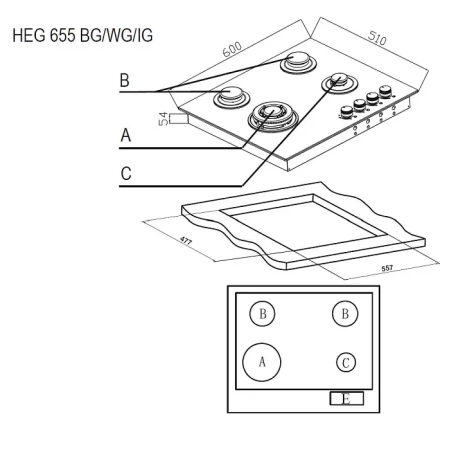 Варочная поверхность газовая Evelux HEG 655 BG