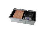 Кухонная мойка VANS VAS MF 750*460 DECOR BL+Mixing panel DC-05